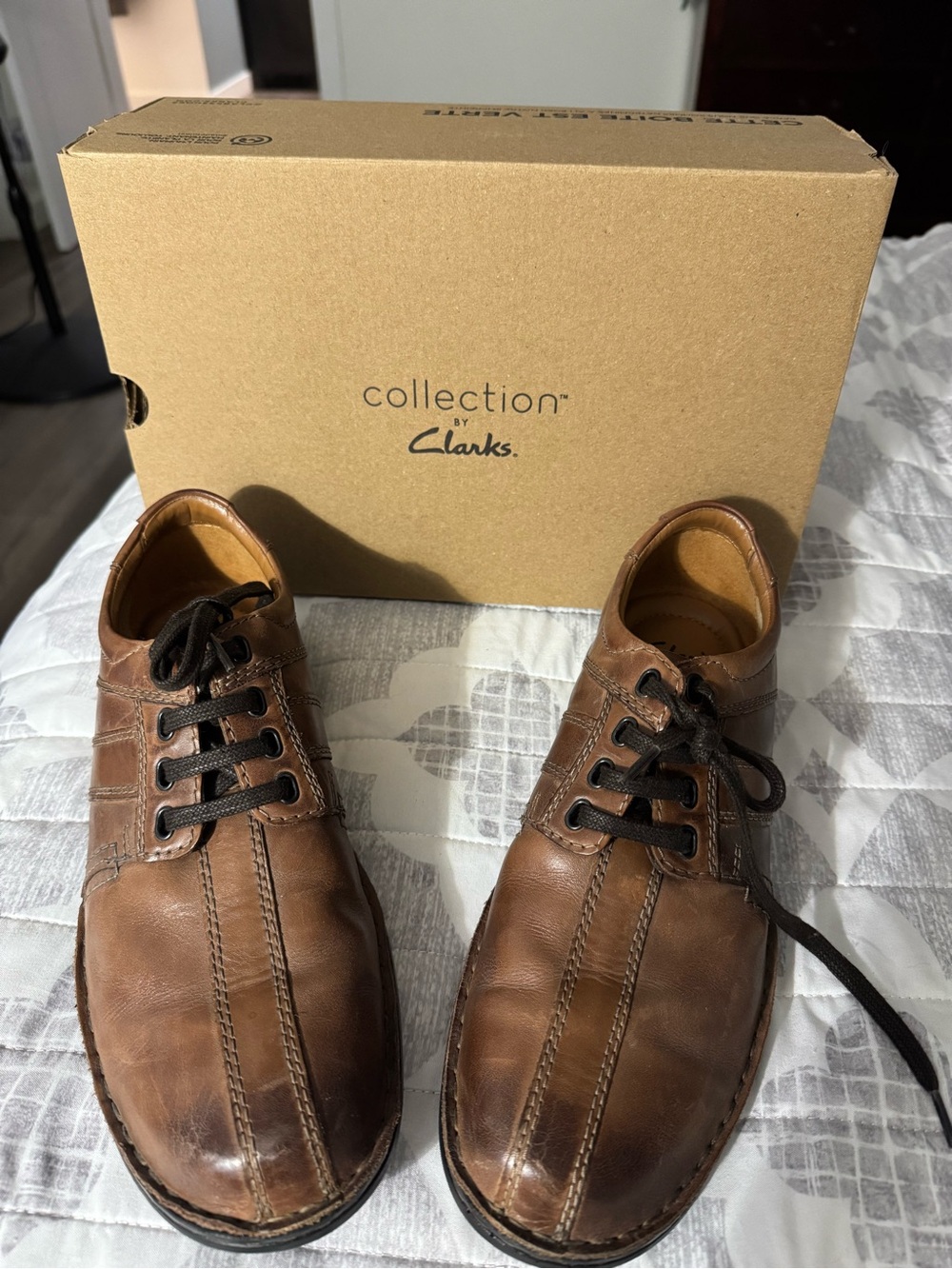 Clarks Men's Brown Leather Lace-Up Derby Shoes